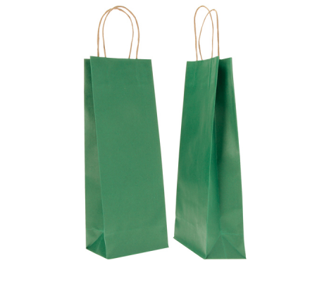 Portabottiglie in carta maniglie cordino - 14 x 9 x 38 cm - verde - conf. 20 sacchetti - Mainetti Bags - 072239 - 8029307072239 - DMwebShop
