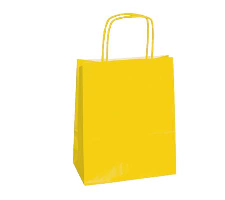 Shopper in carta maniglie cordino - 18 x 8 x 24 cm - giallo - conf. 25 sacchetti - Mainetti Bags - 072048 - 8029307072048 - DMwebShop