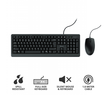 Set tastiera ultrasilenziosa TKM-250 con filo + mouse con filo - Trust 23976