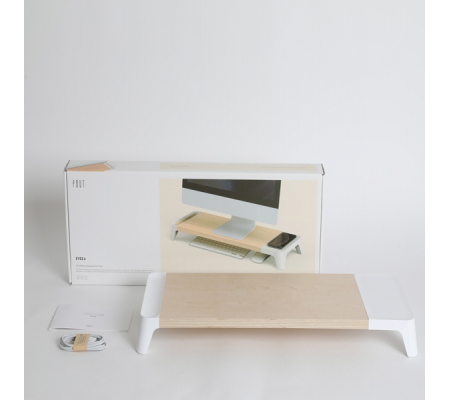 Supporto monitor in legno Eyes6 - con caricatore wireless - POUT - Serena Group POUT-01801W