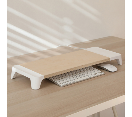 Supporto monitor in legno Eyes6 - con caricatore wireless - POUT - Serena Group POUT-01801W
