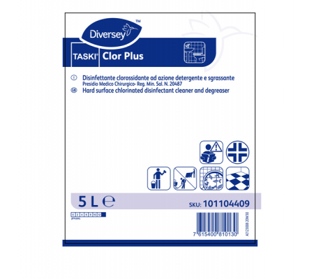 Detergente disinfettante virucida Taski Clor Plus - 5 lt - Diversey 101104409