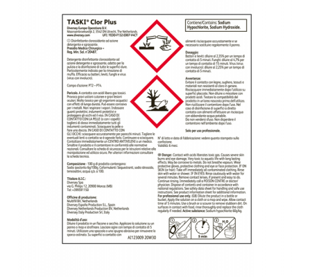 Detergente disinfettante virucida Taski Clor Plus - 5 lt - Diversey 101104409