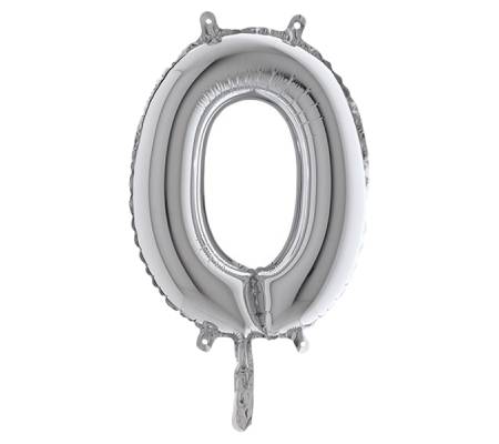 Palloncino - numero 0 - H 36 cm - mylar - argento - Big Party - 42840 - 8020834428407 - DMwebShop