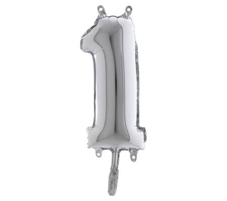 Palloncino - numero 1 - H 36 cm - mylar - argento - Big Party - 42841 - 8020834428414 - DMwebShop
