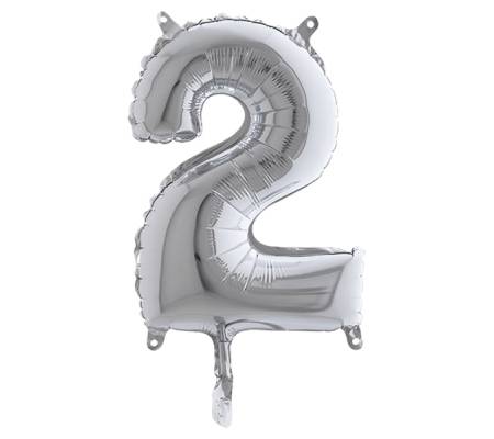 Palloncino - numero 2 - H 36 cm - mylar - argento - Big Party - 42842 - 8020834428421 - DMwebShop