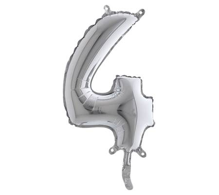 Palloncino - numero 4 - H 36 cm - mylar - argento - Big Party - 42844 - 8020834428445 - DMwebShop