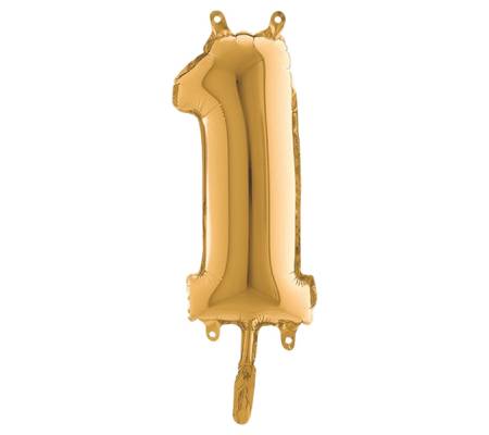 Palloncino - numero 1 - H 36 cm - mylar - oro - Big Party - 42701 - 8020834427011 - DMwebShop