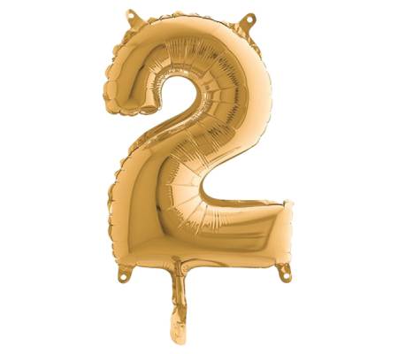 Palloncino - numero 2 - H 36 cm - mylar - oro - Big Party - 42702 - 8020834427028 - DMwebShop