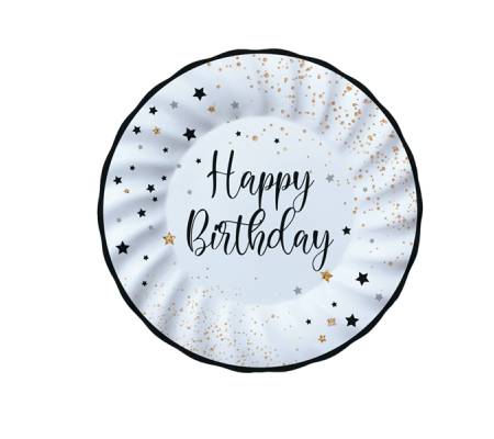 Piatto Happy Birthday - Ø 20 cm - carta - conf. 8 pezzi - Big Party - 74545 - 8020834745450 - DMwebShop