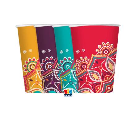 Bicchiere Mandala - 200 ml - carta - conf. 8 pezzi - Big Party - 75760 - 8020834757606 - DMwebShop