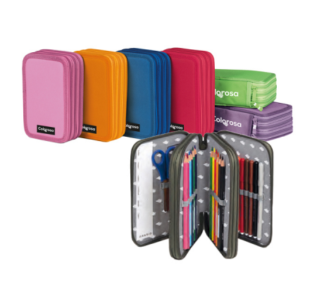 Astuccio 3 zip Colors - 13 x 20 x 7,5 cm - fantasie assortite - Colorosa - 368300 - DMwebShop