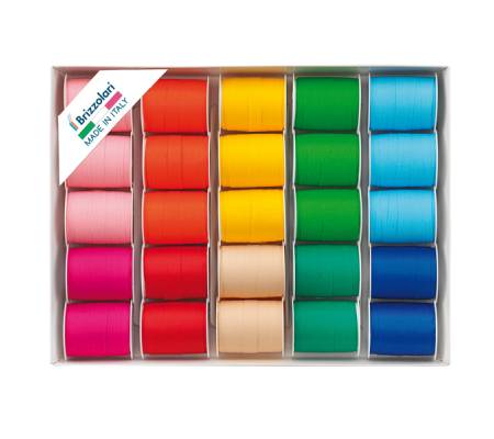 Rocche di nastro similpaper -10 mm x 10 mt - colori assortiti primaverai - conf. 25 pezzi - Brizzolari - 00225499 - 8031653140470 - DMwebShop