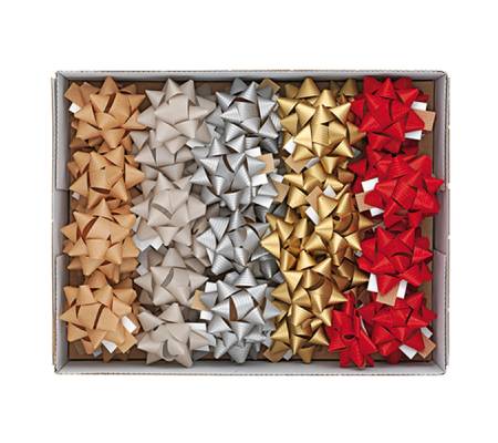 Stelle di nastro carta ecocolor - 15 mm x Ø 6,5 cm - colori assortiti natale - conf. 50 pezzi - Brizzolari - 02467100 - 8004451312639 - DMwebShop