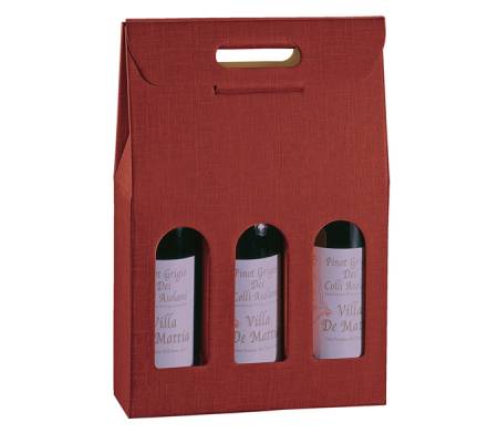 Scatola - 3 bottiglie - 27 x 9 x 38,5 cm - cartone seta - bordeaux - conf. 5 pezzi - Scotton - 36109C - 8007402361090 - DMwebShop
