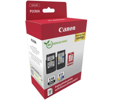 Cartuccia Ink PG-510-CL-511 - con confezione Fogli - Canon - 2970B017 - 8714574679648 - DMwebShop