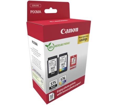 Multipack Cartucce Originale - PG-575 - CL-576 - con confezione fogli - Canon - 5438C004 - 8714574679730 - DMwebShop
