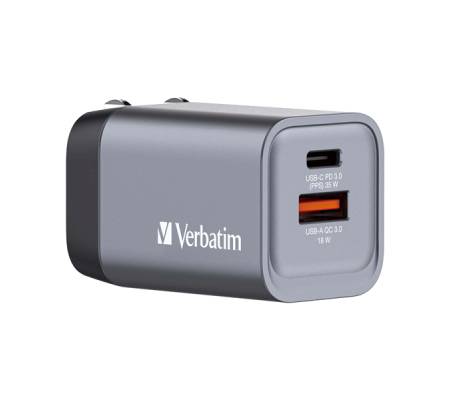 Adattatore da viaggio GNC-35- 1x USB-C PD 35W - 1x USB-A QC 30-35 W - Verbatim - 32200 - 23942322009 - DMwebShop