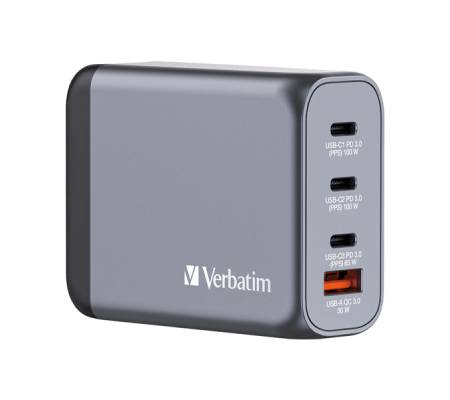 Adattatore da viaggio GNC-100 - 2x USB-C PD 1x USB-C PD 65W - 1x USB-A QC 30-100W - Verbatim - 32202 - 23942322023 - DMwebShop