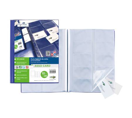 Porta biglietti da visita Asso Card - 21 x 29,7 cm - 10 buste con 10 tasche ciascuna - blu - Sei Rota - 57000207 - 8004972029955 - DMwebShop