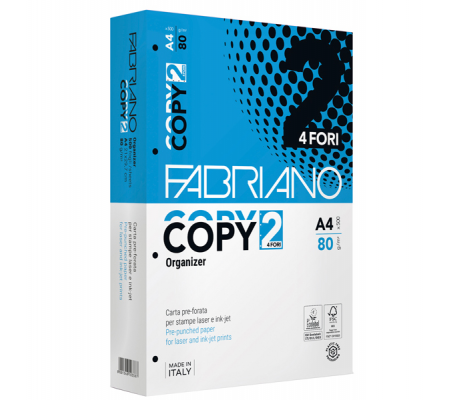 Carta Copy 4 fori - A4 - 80 gr - bianco - conf. 500 fogli - Fabriano - 42554297 - 8001348103387 - DMwebShop