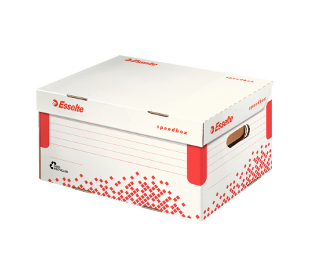 Scatola container Speedbox - Small - 25,2 x 35,5 cm - dorso 19,3 cm - bianco e rosso - Esselte - 623911 - 4049793026015 - DMwebShop