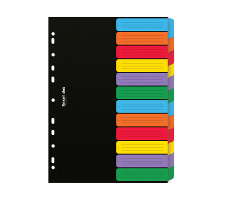 Separatore - 12 tasti neutri colorati - cartoncino 240 gr - A4 - multicolore - Esselte - Dox - D26612 - 5028252489775 - DMwebShop