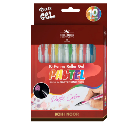 Roller gel colorati - colori pastel - Koh I Noor - astuccio 10 roller - NAGP10P - 8032173001425 - DMwebShop