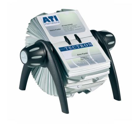 Portabiglietti da visita rotativo Visifix Flip - 200 buste - 25 schede alfabetiche A/Z - 21,5 x 12 x 18,5 cm - Durable - 2417-01 - DMwebShop