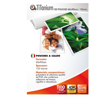 Pouches - business card - 60 x 90 mm - 2 x 125 micron - conf. 100 pezzi - Titanium - PP525-08T - 8025133034854 - DMwebShop