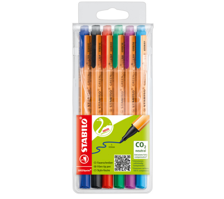 Pennarello Greenpoint - 6 colori - punta 0,8 mm - astuccio 6 pennarelli - Stabilo - 6088/6 - 4006381399203 - DMwebShop