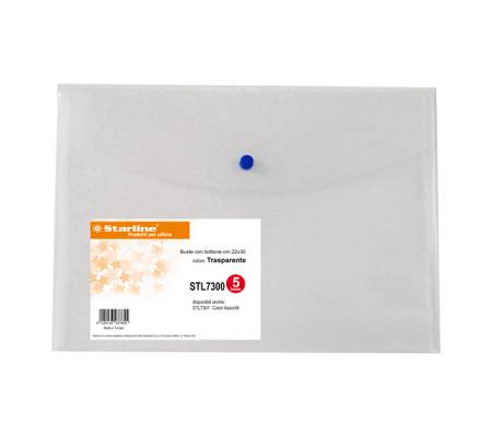 Busta con bottone - PPL - 22 x 30 cm - trasparente neutro - conf. 5 pezzi - Starline - 1318001 incolore - 8025133038456 - DMwebShop