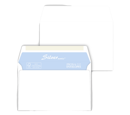 Busta SILVER MATIC FSC gommata bianca senza finestra - 120 x 180 mm - 70 gr - conf. 500 pezzi - Pigna - 038861021 - 8006873109927 - DMwebShop