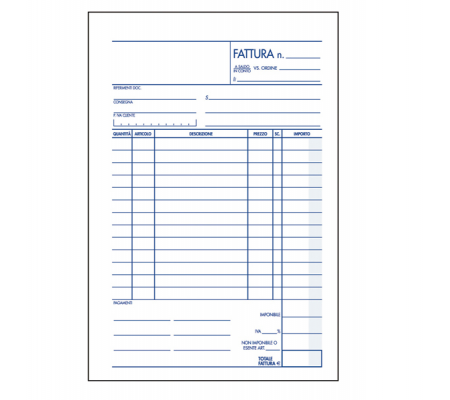 Blocco fattura 1 aliquota - 150 x 225 mm - 35 fogli x 3 copie autoricalcanti - Bm  - 0107136 -  - DMwebShop