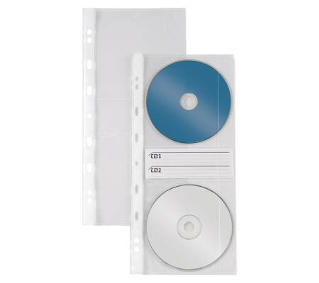 Buste forate Atla CD 2 - 2 tasche - 12,5 x 30 cm - CD-DVD - conf. 10 pezzi - Sei Rota - 662508 -  - DMwebShop