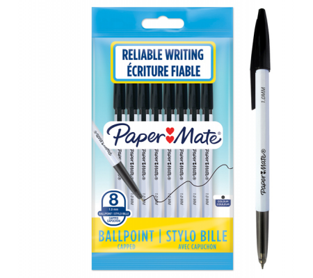 Penna a sfera - con cappuccio 045 - punta 1 mm - nero - busta 8 pezzi - Papermate - 2084376 -  - DMwebShop