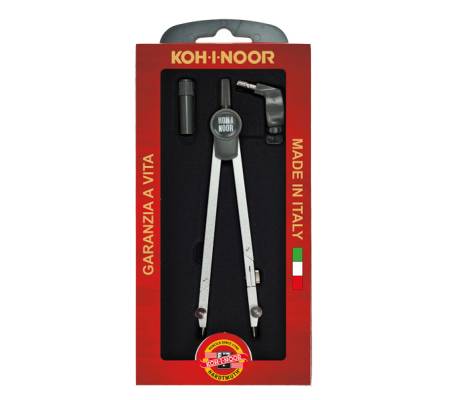 Compasso professional - Ø max cerchio 155 mm - allunga telescopica - 3 pezzi - Koh-i-noor - H9109N - 8014923005037 - DMwebShop