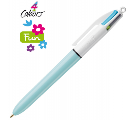 Penna a sfera a scatto multifunzione 4 Colours Fun - punta 1 mm - rosa, verde chiaro, turchese, viola - conf. 12 pezzi - Bic - 982870 - 3086123219137 - DMwebShop