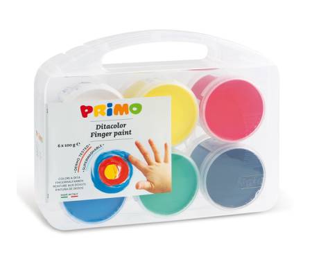 Ditacolor colori a dita - 100 ml - con pennello - valigetta 6 colori - Primo - 221TD100SP - 8006919002212 - DMwebShop