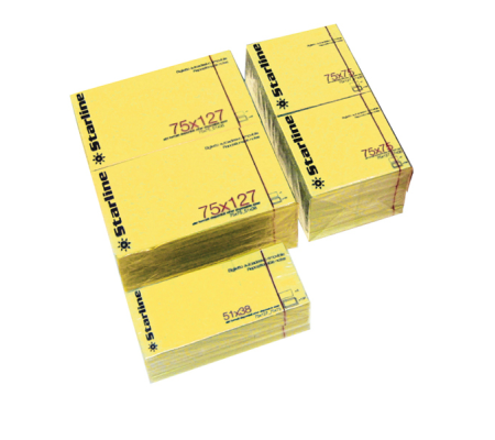 Blocchetto biglietti adesivi - giallo - 75 x 75 mm - 70 gr - 100 fogli - Starline - Q900052 - 8025133038029 - DMwebShop