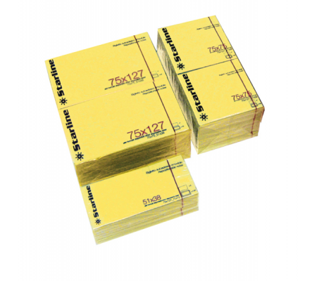 Blocchetto biglietti adesivi - giallo - 75 x 125 mm - 70 gr - 100 fogli - Starline - Q900053 - 8025133037992 - DMwebShop