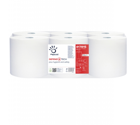 Asciugamani in rotolo a devolgimento centrale Defend Tech - 115 mt - con formula antibatterica - conf. 6 rotoli - Papernet - 419735 -  - DMwebShop