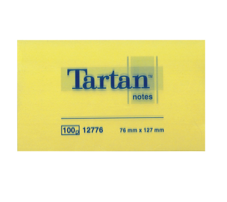 Blocco foglietti - giallo pastello - 76 x 127 mm - 63 gr - 100 fogli - Tartan 7100090815