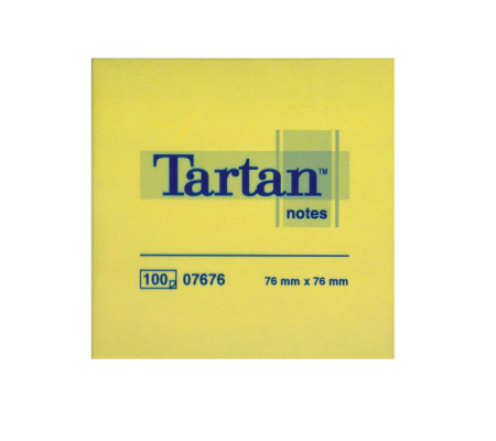 Blocco foglietti - giallo pastello - 76 x 76 mm - 63 gr - 100 fogli - Tartan 7100172742