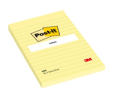 Blocco foglietti - giallo Canary - a righe - 102 x 152 mm - 100 fogli - conf. 6 pezzi - Post-it - 7100172753 - 32164A - DMwebShop