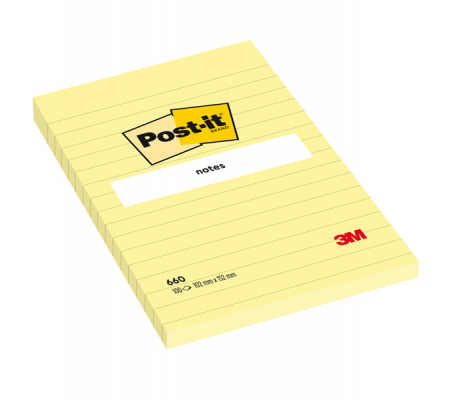 Blocco foglietti - giallo Canary - a righe - 102 x 152 mm - 100 fogli - Post-it - 7100172753 - 3134375014243 - DMwebShop