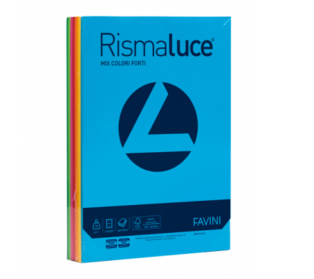 Carta Rismaluce - A4 - 90 gr - mix 8 colori - conf. 300 fogli - Favini A66X314