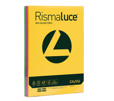 Carta Rismaluce - A4 - 200 gr - mix 8 colori - conf. 125 fogli - Favini - A67X114 - 8007057629347 - DMwebShop