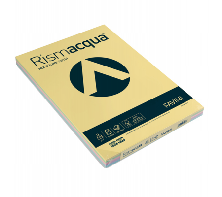 Carta Rismacqua - A3 - 200 gr - mix 5 colori - conf. 125 fogli - Favini - A67X123 - 8007057621372 - DMwebShop