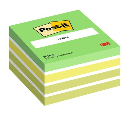 Blocco foglietti Cubo - 76 x 76 mm - verde soft, bianco, verde acido, verde lime - 450 fogli - Post-it - 7100200375 - 4001895872808 - DMwebShop